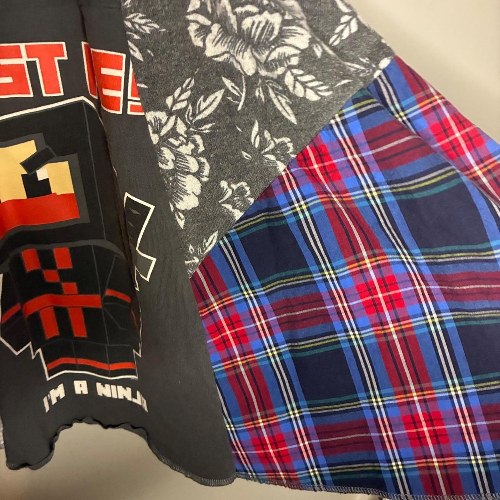 Upcycled Patchwork Skirt One of a Kind SpongeBob Minecraft Ninja Artwear Boho - Picture 9 of 9